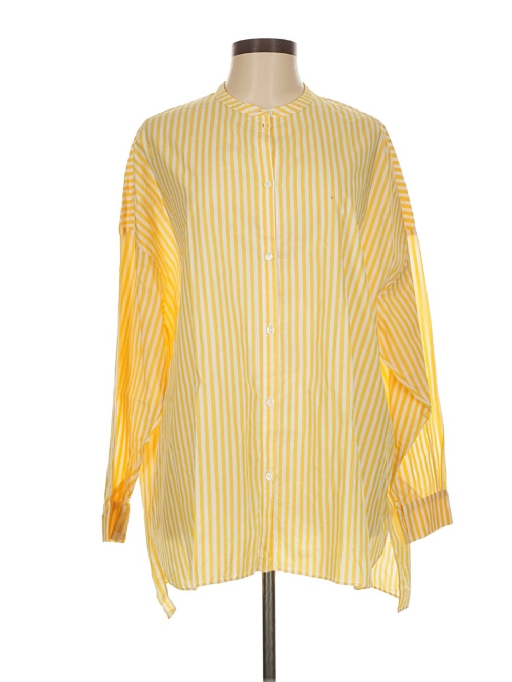 Gallego desportes Yellow Striped Button-Up Shirt - Casual Lightweight